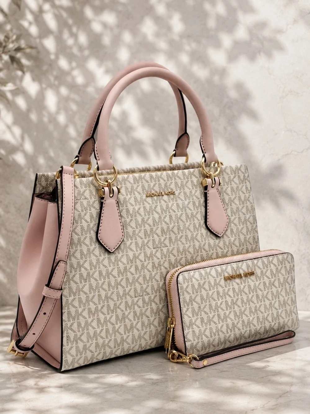Michael Kors Marilyn Medium Satchel Crossbody Bag And Wallet Set